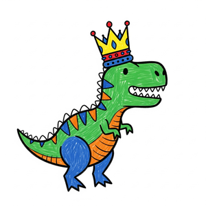 T-Rex the King, Wearing a Wobbly Crayon Crown